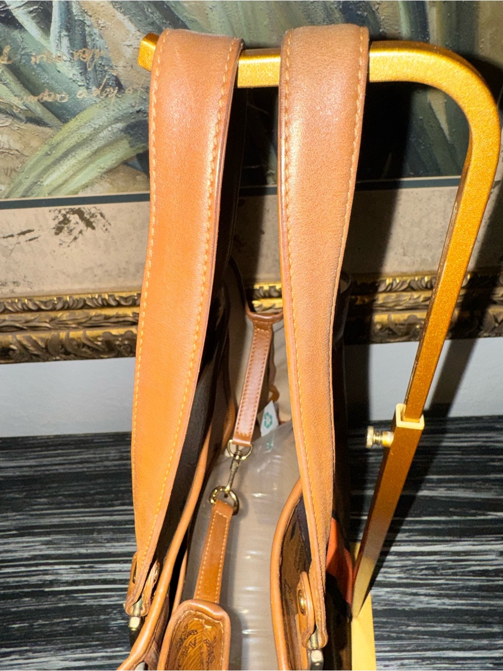 MCM Cognac Visetos Tote w Orange croc embossed Stripe limited edition - GUC - Picture 10 of 16